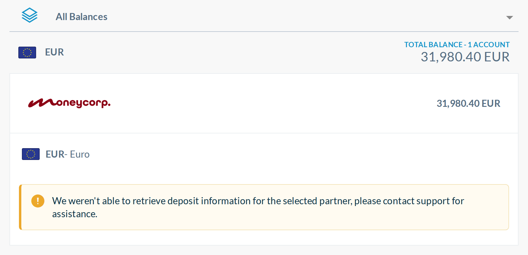 B: the deposit error in navy on the calm callout.