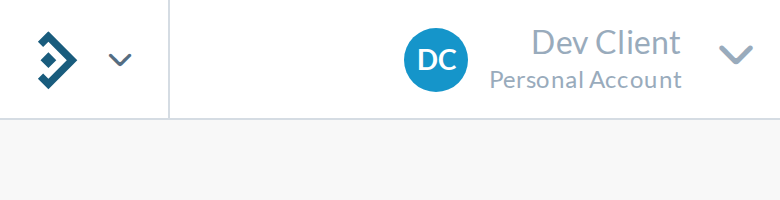 D, closed: brand mark kept, with a small chevron added.
