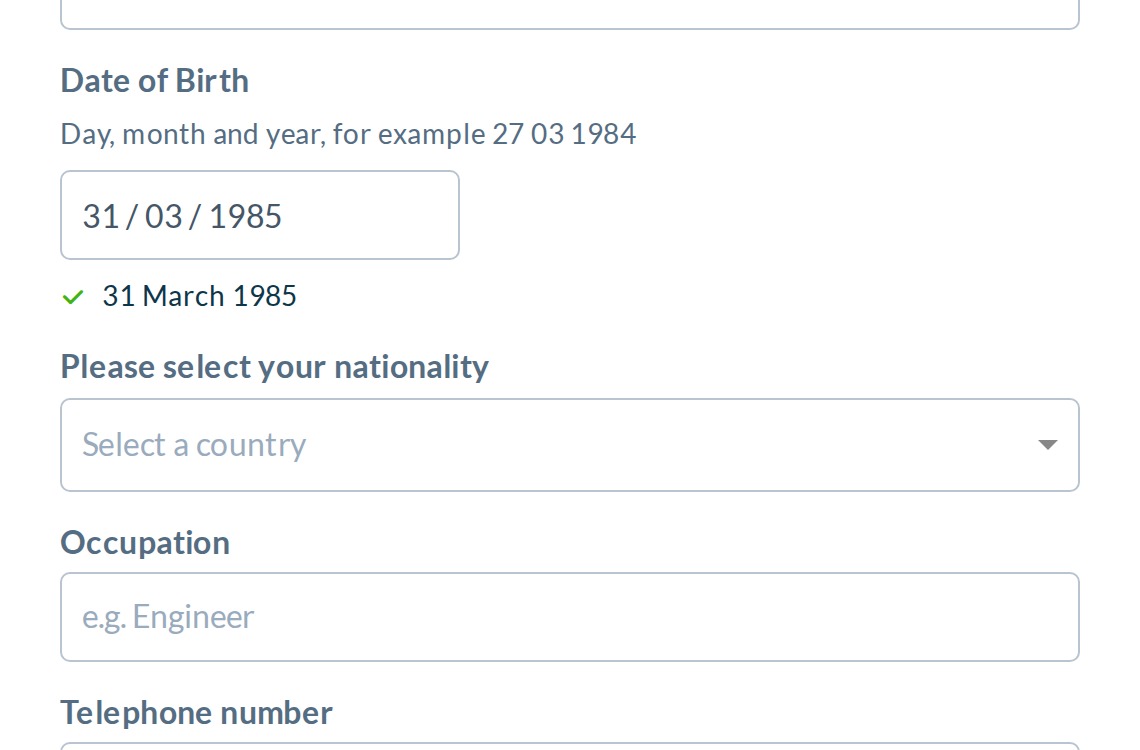31/03/1985 typed and read back as 31 March 1985